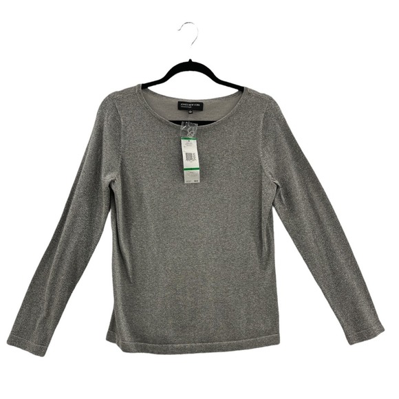 Jones New York Sweaters - Jones New York Collection Women's Silver Sparkle Long Sleeve Knit Top Size L